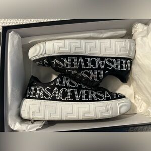 Versace Crystal all over Greca silk sneaker